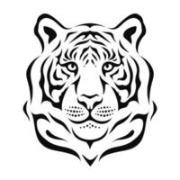 illustration d'encre de tête de tigre. illustration vectorielle stylisée. symbole du zodiaque oriental. visage de tigre vecteur