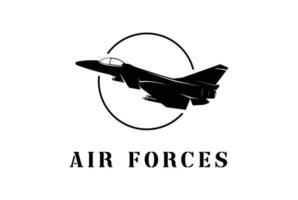 avion de chasse rétro vintage pour la guerre défense soldat de l'armée forces militaires logo de transport vecteur