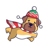 mignon chien de noël en vecteur d'illustration de costume de noël