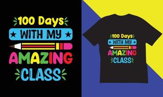100 jours de conception de t-shirts scolaires. vecteur