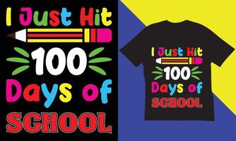 100 jours de conception de t-shirts scolaires. vecteur