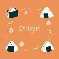 cadre carré avec onigiri. illustration vectorielle vecteur