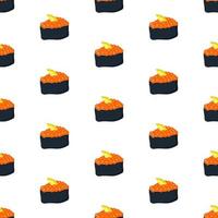 modèle sans couture avec sushi au caviar rouge. illustration vectorielle vecteur