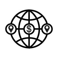 icône de versement. transfert d'argent partout dans le monde symbole illustration vectorielle. vecteur