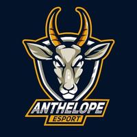 création de logo de mascotte d'impala d'antilope africaine. logo de sport tête d'antilope vecteur