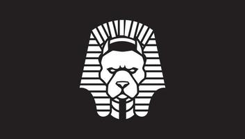 dessin au trait roi égyptien firaun chien logo vecteur