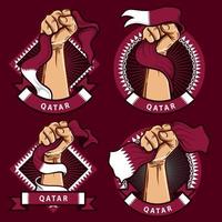 poing mains avec illustration du drapeau national qatar vecteur