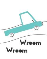 affiche pour enfants avec un camion. adorable affiche pour chambre d'enfant avec une voiture et une route. illustration vectorielle. style de griffonnage. façon scandinave. vecteur