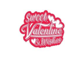 conception de t-shirt et d'autocollant de lettre de souhaits de douce saint valentin vecteur