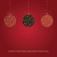 carte de noël festive avec des boules de noël faites de flocons de neige. carte de voeux joyeux noël et bonne année vecteur
