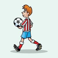 dessin animé enfants joueur de football avec différentes poses illustration vectorielle pro vecteur