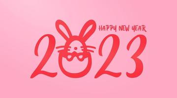 Logo de texte de typographie 2023 avec un concept de lapin bonne année 2 vecteur