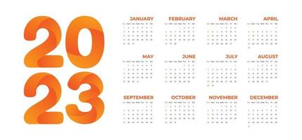 modèle de calendrier simple orange 2023 nouvel an vecteur