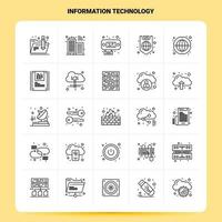 contour 25 ensemble d'icônes de technologie de l'information conception de style de ligne vectorielle icônes noires définies pack de pictogrammes linéaires idées d'affaires web et mobiles conception illustration vectorielle vecteur