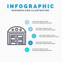 icône de ligne de maison de construction de ville avec fond d'infographie de présentation en 5 étapes vecteur