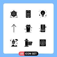 9 icônes créatives signes et symboles modernes de nettoyage soupe vedio verre flèche éléments de conception vectoriels modifiables vecteur