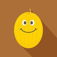 icône de melon souriant jaune mûr, style plat vecteur