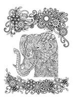 coloriage de mandala d'éléphant vecteur