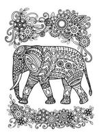 coloriage de mandala d'éléphant vecteur