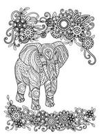 coloriage de mandala d'éléphant vecteur