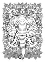 coloriage de mandala d'éléphant vecteur