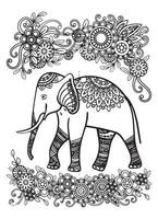 coloriage de mandala d'éléphant vecteur