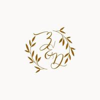 logo monogramme de mariage initial zd vecteur