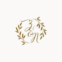 logo monogramme de mariage initial zn vecteur