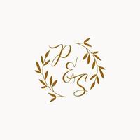 logo monogramme de mariage initial ps vecteur