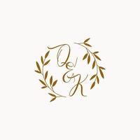 logo monogramme de mariage initial qk vecteur