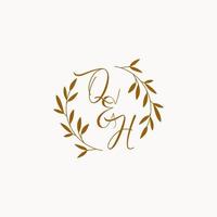 logo monogramme de mariage initial qh vecteur