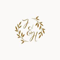 logo monogramme de mariage initial jh vecteur