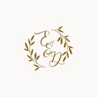 logo monogramme de mariage initial ed vecteur