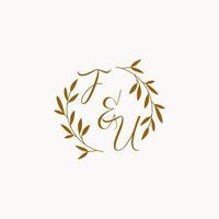 logo monogramme de mariage initial fu vecteur