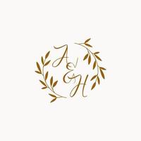 ah logo monogramme de mariage initial vecteur