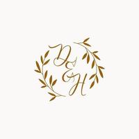 logo monogramme de mariage initial dh vecteur