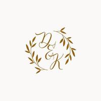 logo monogramme de mariage initial dk vecteur