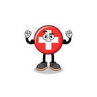 caricature de mascotte de suisse posant avec des muscles vecteur