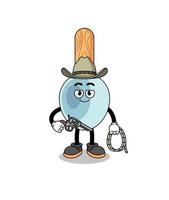 mascotte de personnage de cuillère de cuisine en tant que cow-boy vecteur