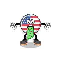 drapeau des états unis mascotte dessin animé vomissements vecteur