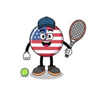 illustration du drapeau des états unis en tant que joueur de tennis vecteur