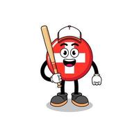 caricature de mascotte suisse en tant que joueur de baseball vecteur