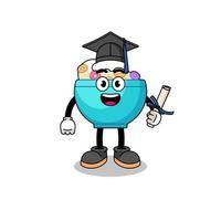 mascotte de bol de céréales avec pose de graduation vecteur