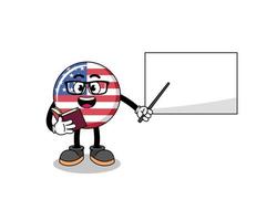 mascotte, dessin animé, de, drapeau états unis, professeur vecteur