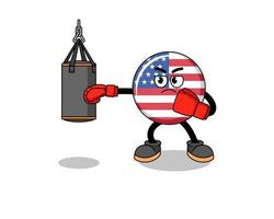 illustration du boxeur drapeau des états unis vecteur