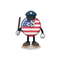 illustration de dessin animé de la police du drapeau des états unis vecteur