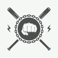 logo de combat ou d'arts martiaux vintage, emblème, insigne, étiquette et éléments de conception. illustration vectorielle vecteur
