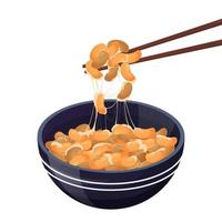 natto. soja fermenté, nourriture traditionnelle japonaise saine. nourriture asiatique. illustration de vecteur coloré isolé sur fond blanc.