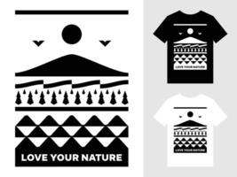 aimez votre conception de t-shirt de logo de paysage de montagne nature vecteur