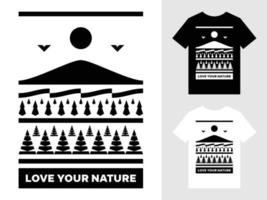 aimez votre conception de t-shirt de logo de paysage de montagne nature vecteur